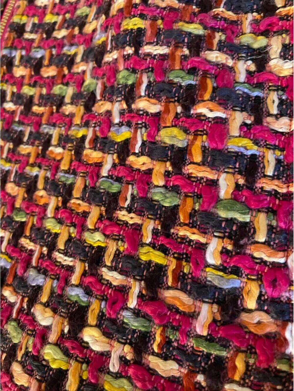 Chico's Chunky Woven Fabric Colorful Tweed Jacket Lined Zip Women's 12/14 L Boho - Picture 7 of 15